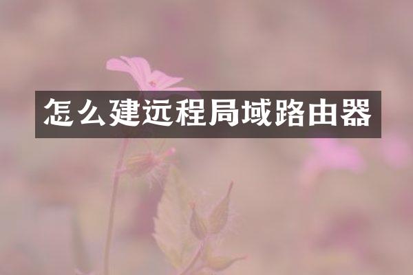 怎么建远程局域路由器