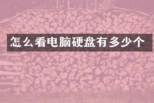 怎么看电脑硬盘有多少个