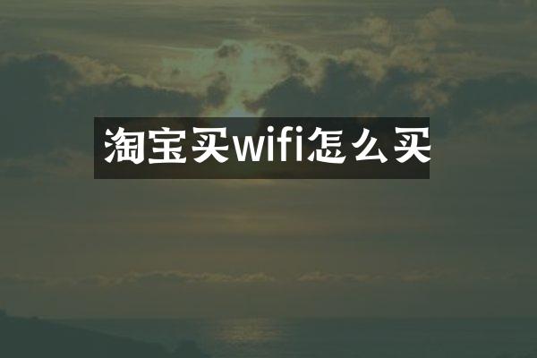 淘宝买wifi怎么买