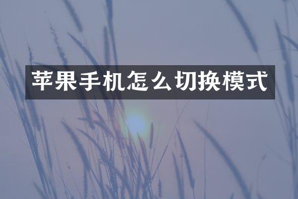苹果手机怎么切换模式