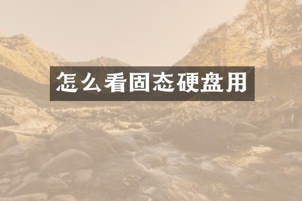 怎么看固态硬盘用