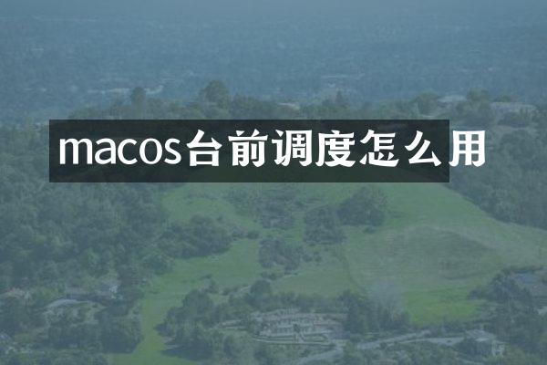 macos台前调度怎么用