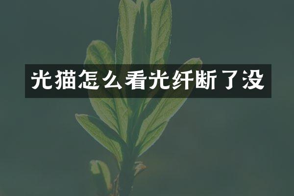 光猫怎么看光纤断了没