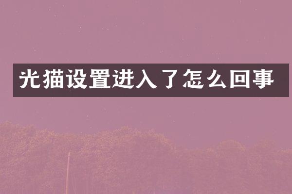 光猫设置进入了怎么回事