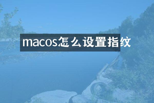 macos怎么设置指纹