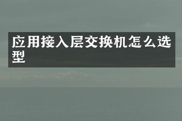 应用接入层交换机怎么选型