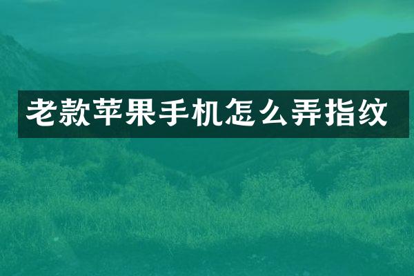 老款苹果手机怎么弄指纹