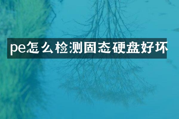 pe怎么检测固态硬盘好坏