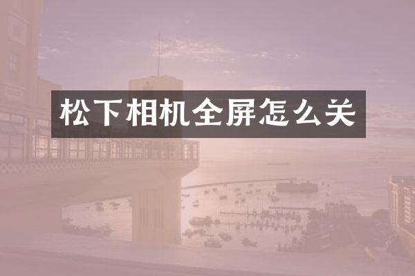 松下相机全屏怎么关