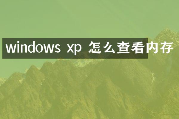 windows xp 怎么查看内存