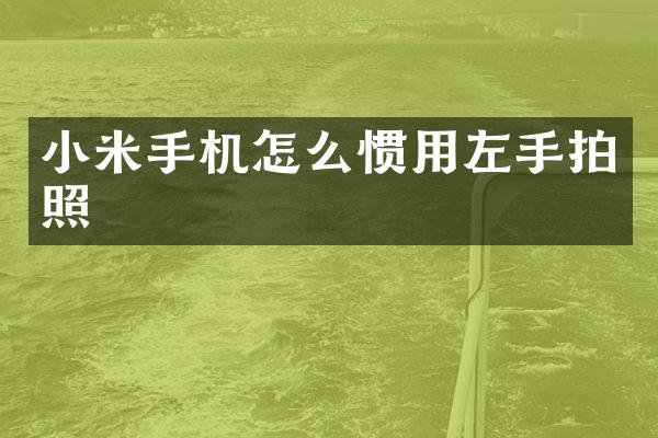小米手机怎么惯用左手拍照