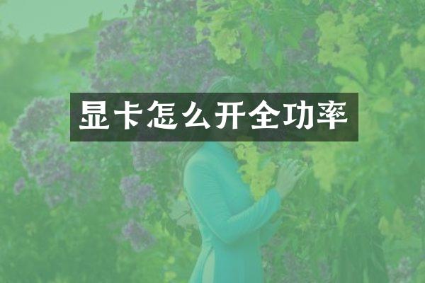 显卡怎么开全功率