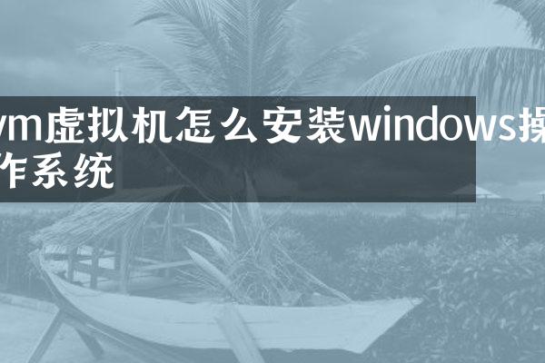 vm虚拟机怎么安装windows操作系统