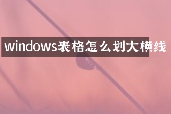 windows表格怎么划大横线