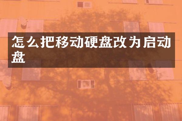 怎么把移动硬盘改为启动盘