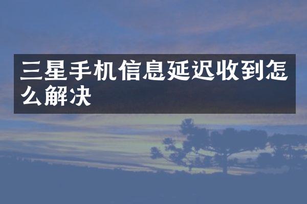 三星手机信息延迟收到怎么解决