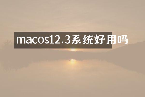 macos12.3系统好用吗