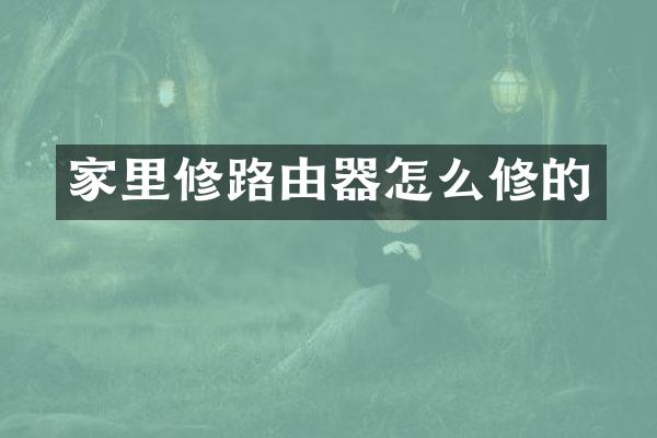 家里修路由器怎么修的