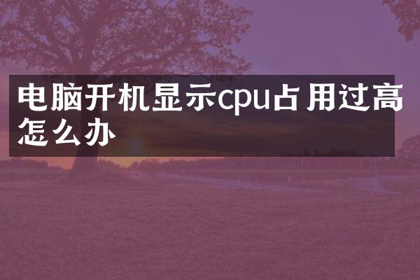 电脑开机显示cpu占用过高怎么办
