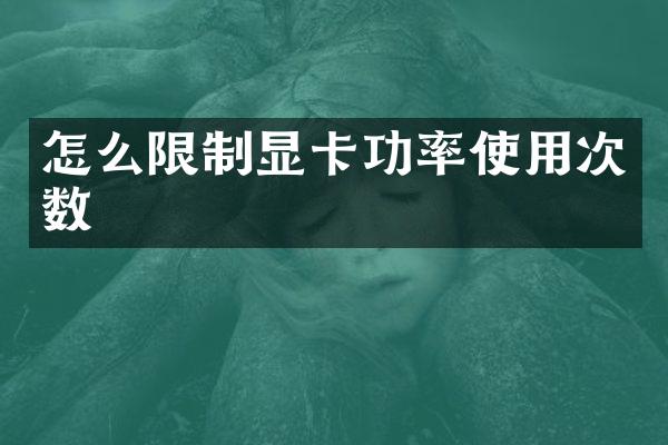 怎么限制显卡功率使用次数