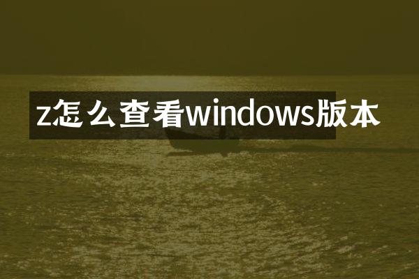 z怎么查看windows版本
