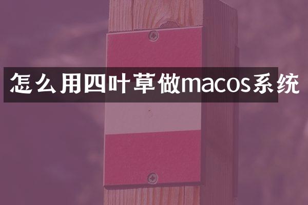 怎么用四叶草做macos系统