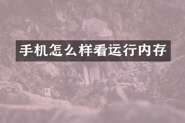 手机怎么样看运行内存
