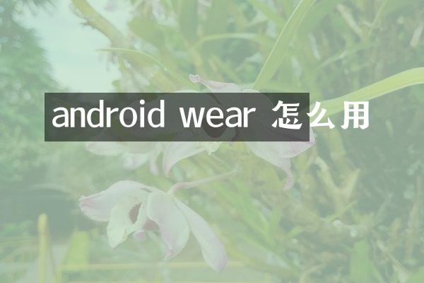 android wear 怎么用