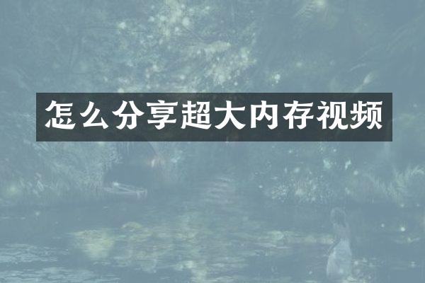 怎么分享超大内存视频