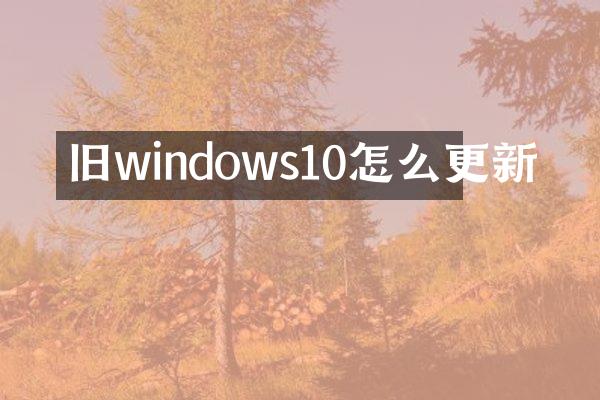 旧windows10怎么更新