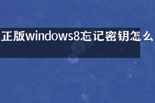 正版windows8忘记密钥怎么办