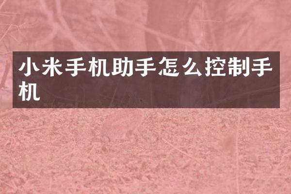 小米手机助手怎么控制手机