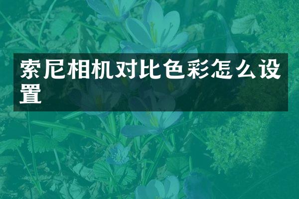 索尼相机对比色彩怎么设置