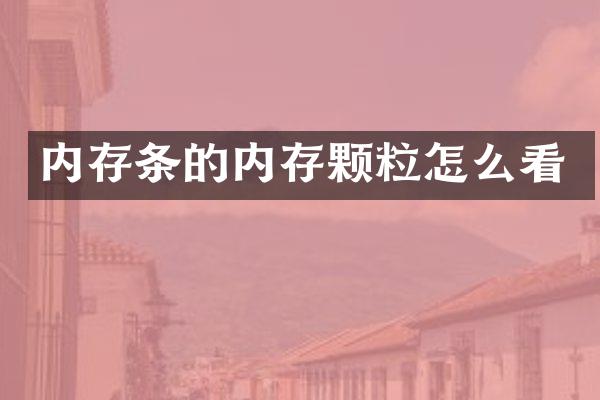 内存条的内存颗粒怎么看