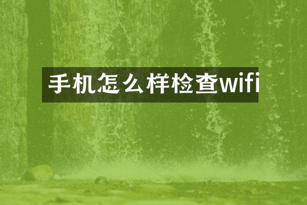 手机怎么样检查wifi