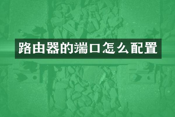 路由器的端口怎么配置