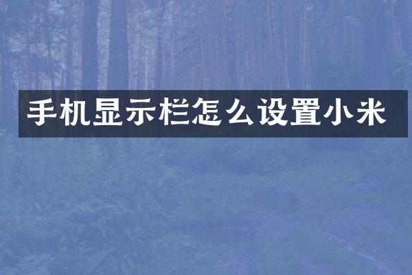 手机显示栏怎么设置小米