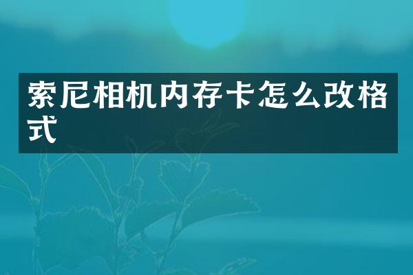 索尼相机内存卡怎么改格式