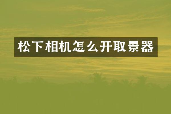 松下相机怎么开取景器