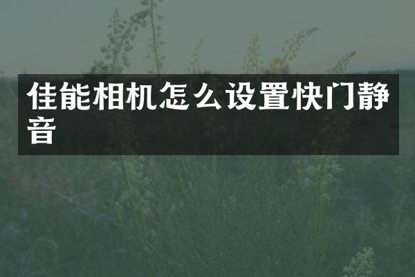 佳能相机怎么设置快门静音