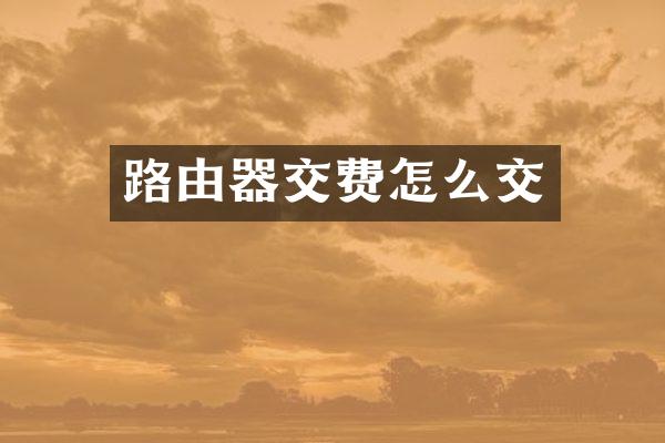 路由器交费怎么交