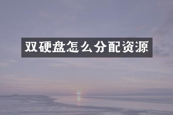 双硬盘怎么分配资源