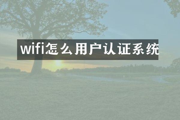 wifi怎么用户认证系统