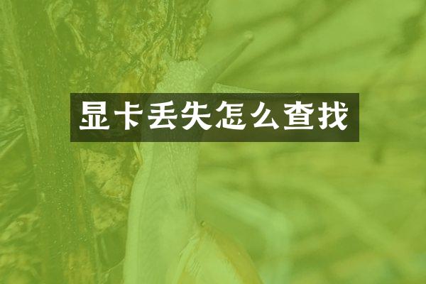 显卡丢失怎么查找