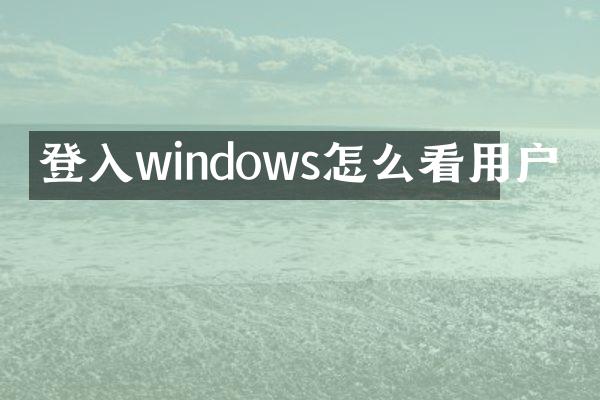 登入windows怎么看用户