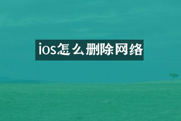 ios怎么删除网络