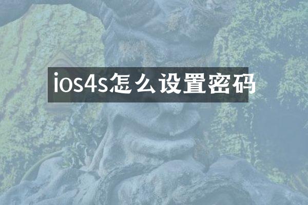 ios4s怎么设置密码
