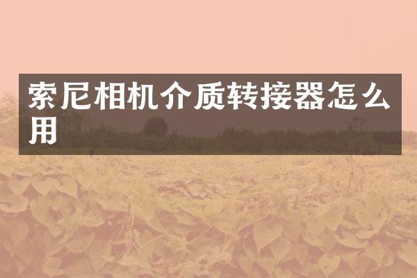 索尼相机介质转接器怎么用
