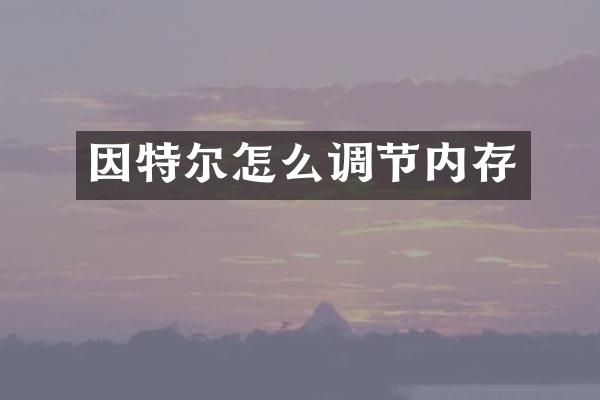 因特尔怎么调节内存