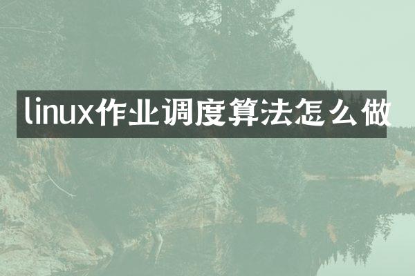 linux作业调度算法怎么做